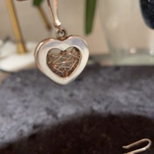 Silver heart filigree earrings